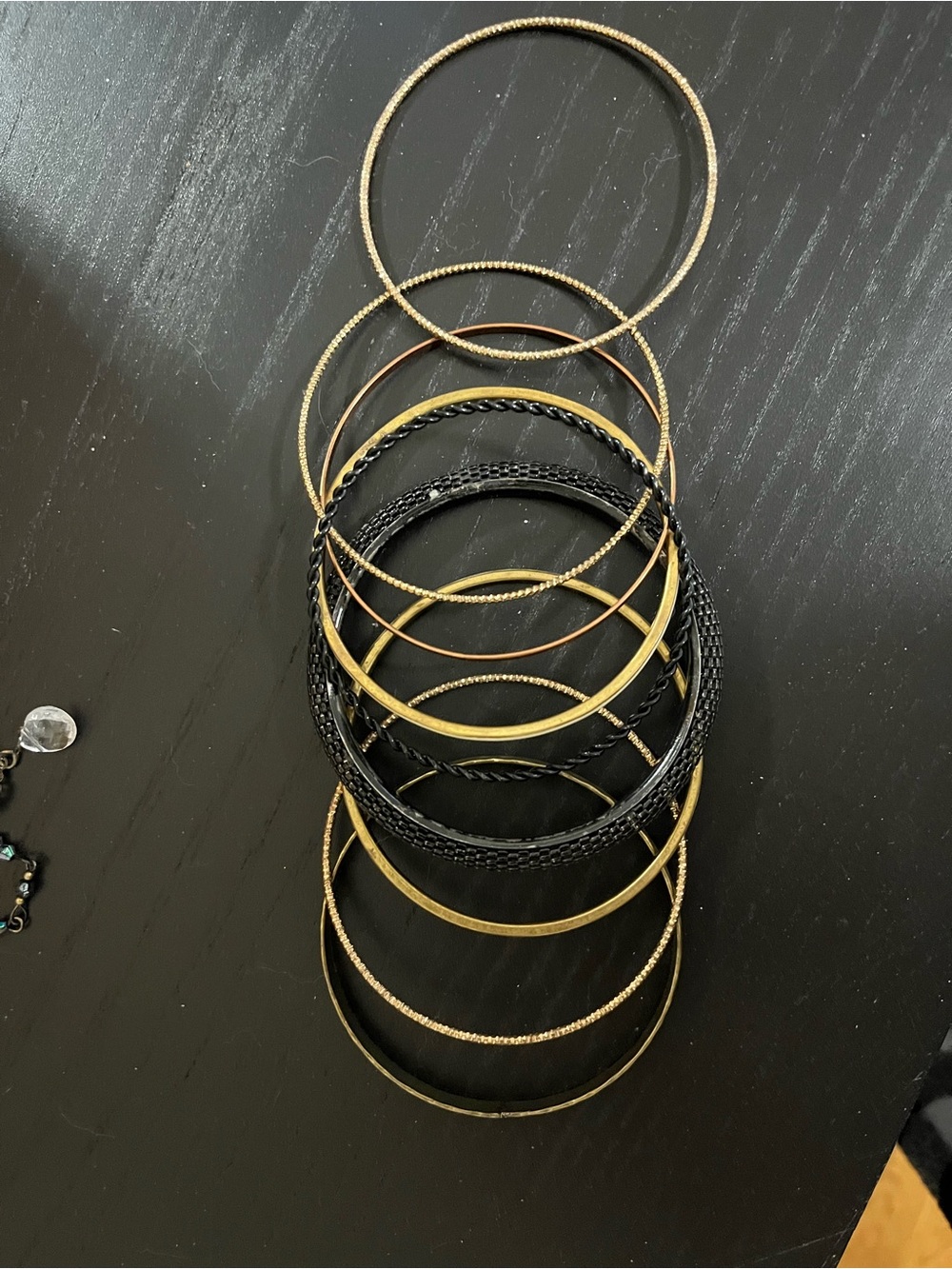 Gold and Black Bangle Bracelet Set - Women Jewelry
